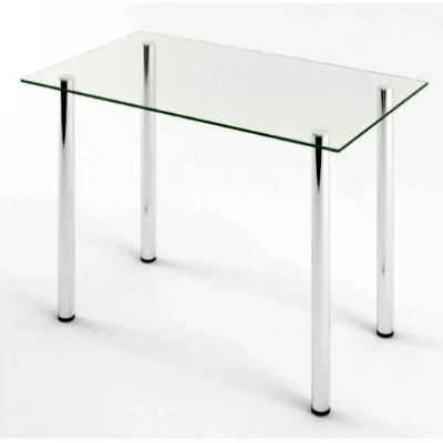 Glass dining table D-03-0 with tempered glass and chrome legs